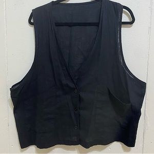 Linen Blend Oversized Vest